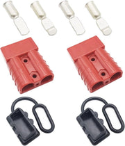2 set di 50 A batterijstekkers - connessione veloce con cappuccio in tessuto per auto, camper, caravan, motocicletta, barca (rosso)