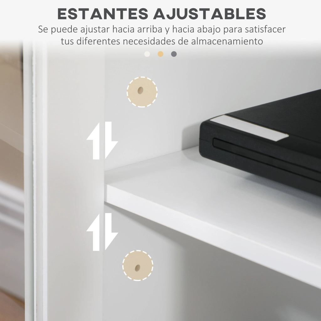 Mobile TV per televisori fino a 58 pollici con 4 ante in vetro e ripiani regolabili ¨C zephmum ¨C 130x35x60 cm bianco