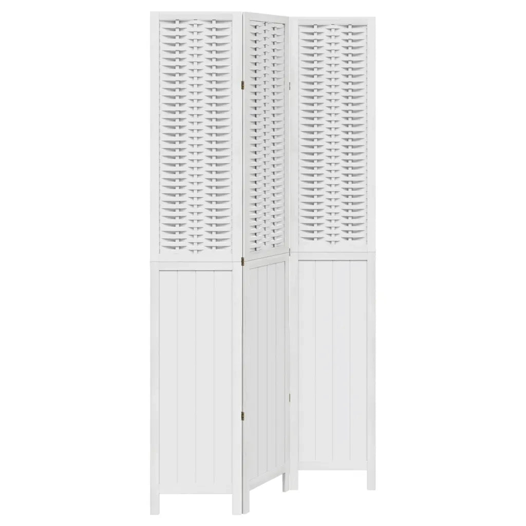 Divisorio Ambienti 3Pannelli Bianco Legno Massello di Paulownia 358720
