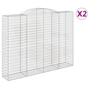 Set di 2 gabbioni ad arco per recinzione gabbia o muro di contenimento 300 x 50 x 220/240 cm ferro zincato argento 02_0041379