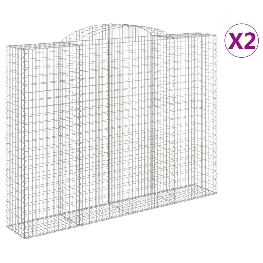 Set di 2 gabbioni ad arco per recinzione gabbia o muro di contenimento 300 x 50 x 220/240 cm ferro zincato argento 02_0041379
