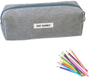 Etui per ragazze - Etui per studentesse, Etui in corduroy, Etui essenziale per lo studio, Etui estetico portatile per adulti, Etui estetico, Etui per attrezzatura scolastica (grigio)