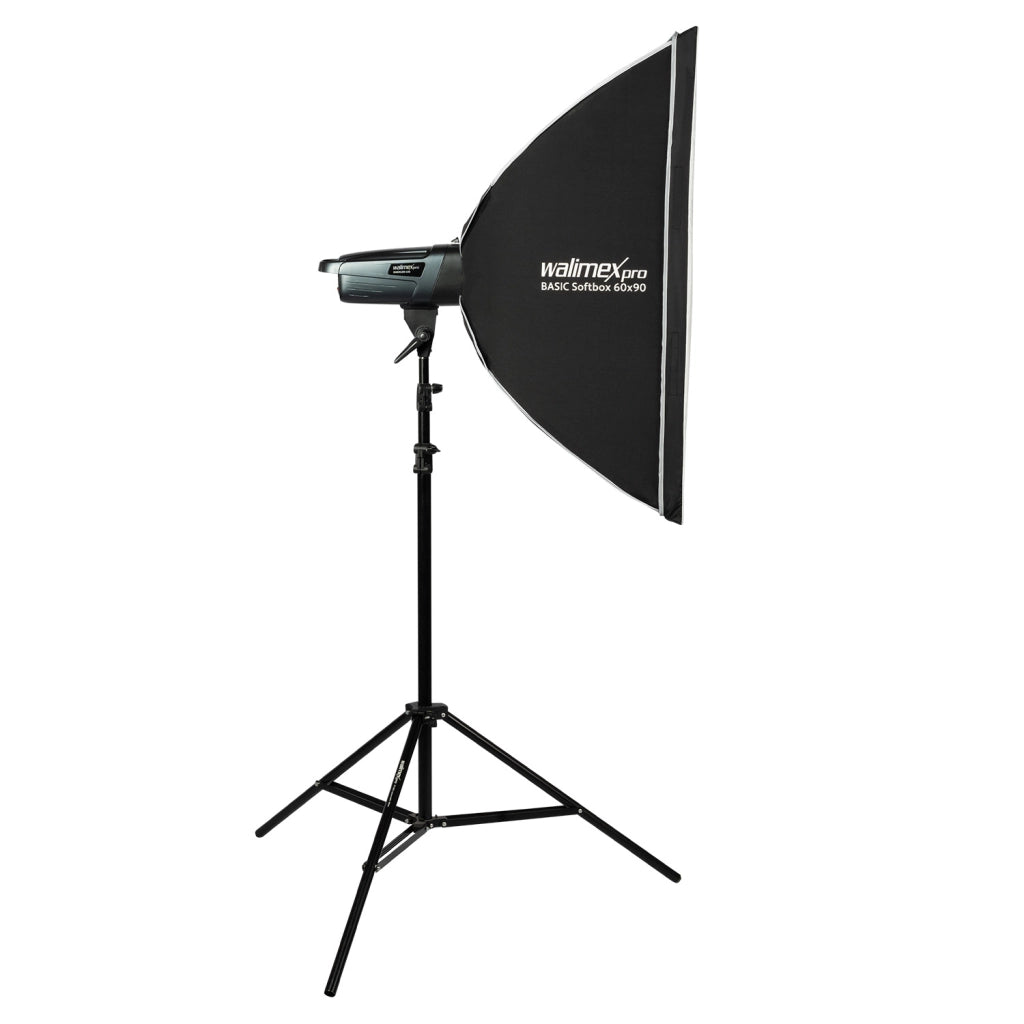 Emerger 400 Set flash fotografico con potenza di 400 Ws, con radio a 2,4 GHz, softbox 60 x 90 cm e treppiedi per luci, inclusa borsa di trasporto