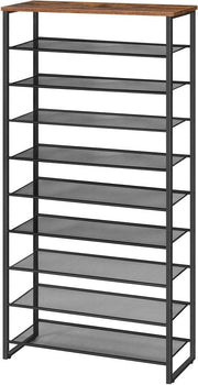 Organizzatore a 10 livelli per scarpe - cassettiera per 32-40 paia di scarpe - metallo - stile vintage marrone-nero EBF107XJ01