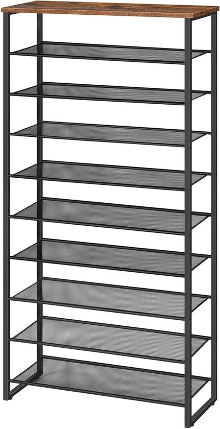 Organizzatore a 10 livelli per scarpe - cassettiera per 32-40 paia di scarpe - metallo - stile vintage marrone-nero EBF107XJ01