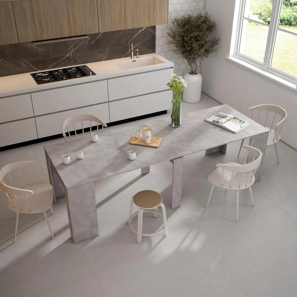 Consolle allungabile, 262x90x77cm, Per 12 persone, Tavolo da pranzo, grigio cemento RF2649