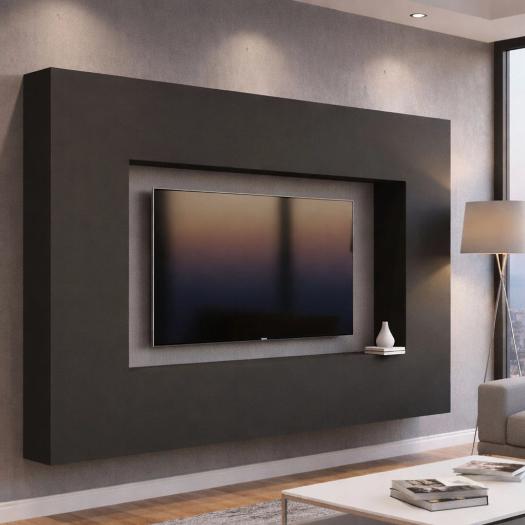 Parete attrezzata Amel, Set salotto porta TV a 4 ante, Mobile soggiorno multiuso, 100% Made in Italy, cm 260x30h180, Antracite