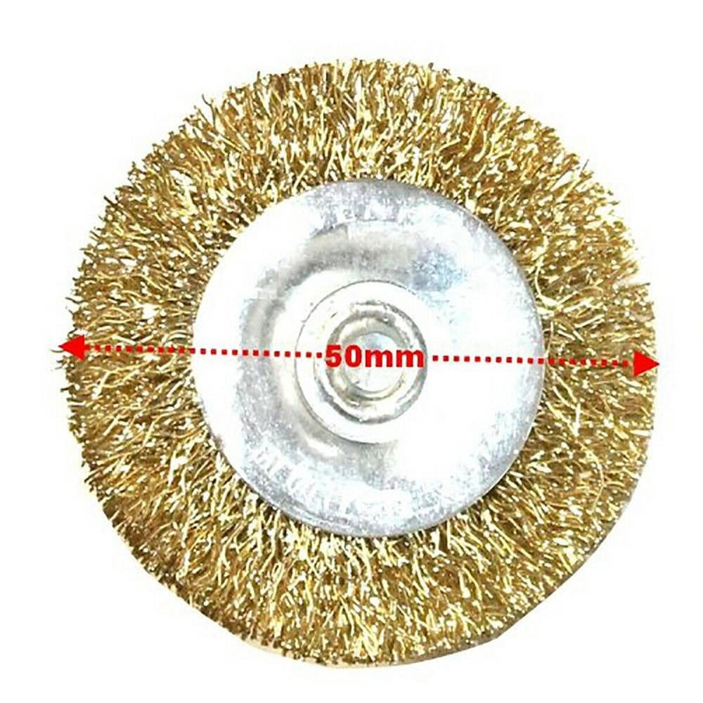 Trade Shop - Spazzola Di Acciaio Metallica Ottone Pennello Sverniciatore 50mm Per Trapano -
