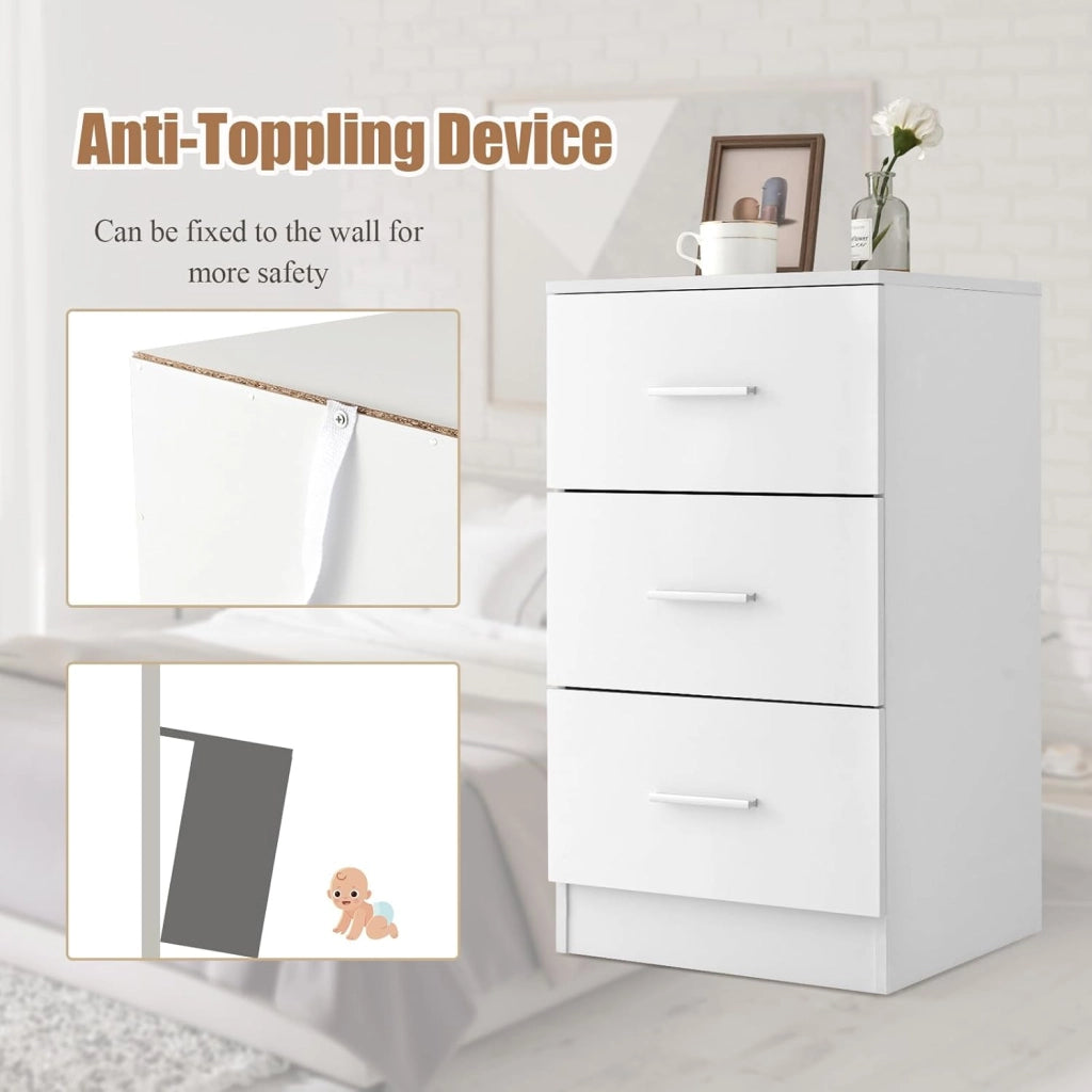Cassettiera per ufficio con 3 cassetti, piccola commode multifunzionale con tappetino protettivo, classificatore con dispositivo anti-ribaltamento, 37 x 34 x 66,5 cm (Confezione da 2