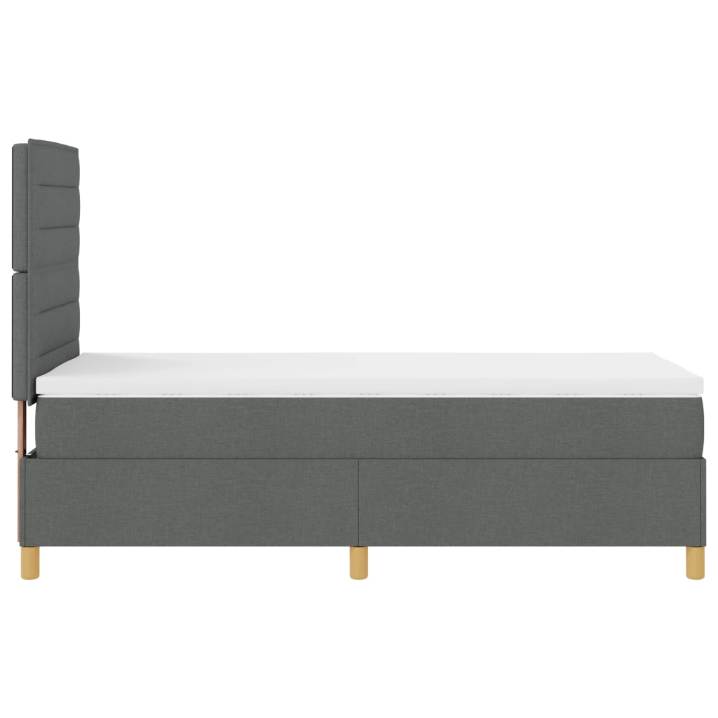 Letto a Box Spring con Materasso e LED Grigio Scuro 90x190 cm in Tessuto