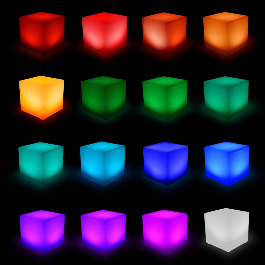 Lampada a cubo led colore bianco con batteria ricaricabile, multicolor