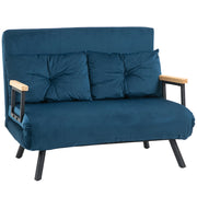 Divano letto 2 posti con cuscini e schienale regolabile ¨C zephmum ¨C blu velluto