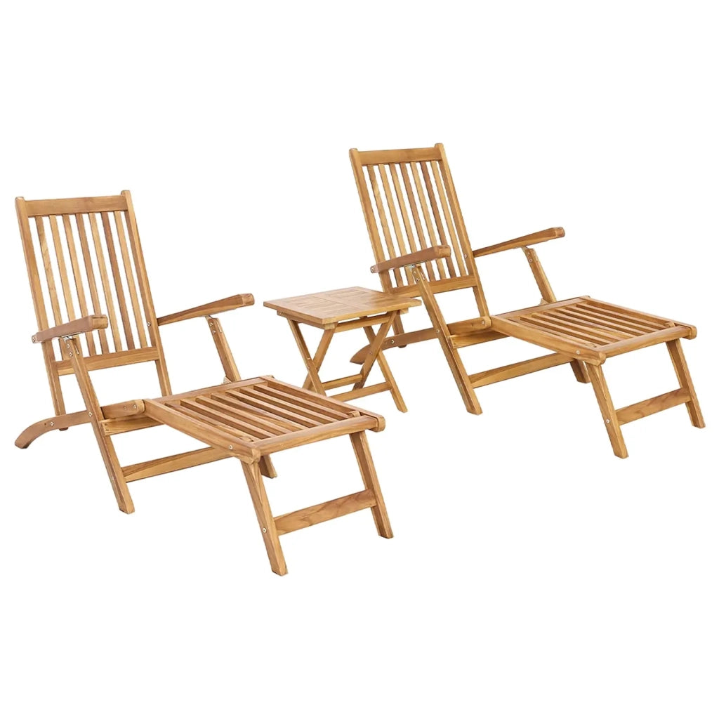 Sedia a sdraio pieghevole con tavolo 2 pcs Naturale 3426520