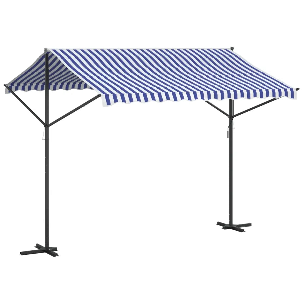Tenda da Sole-Tenda parasole per balcone Blu e Bianca 300x300 cm in Tessuto e Acciaio