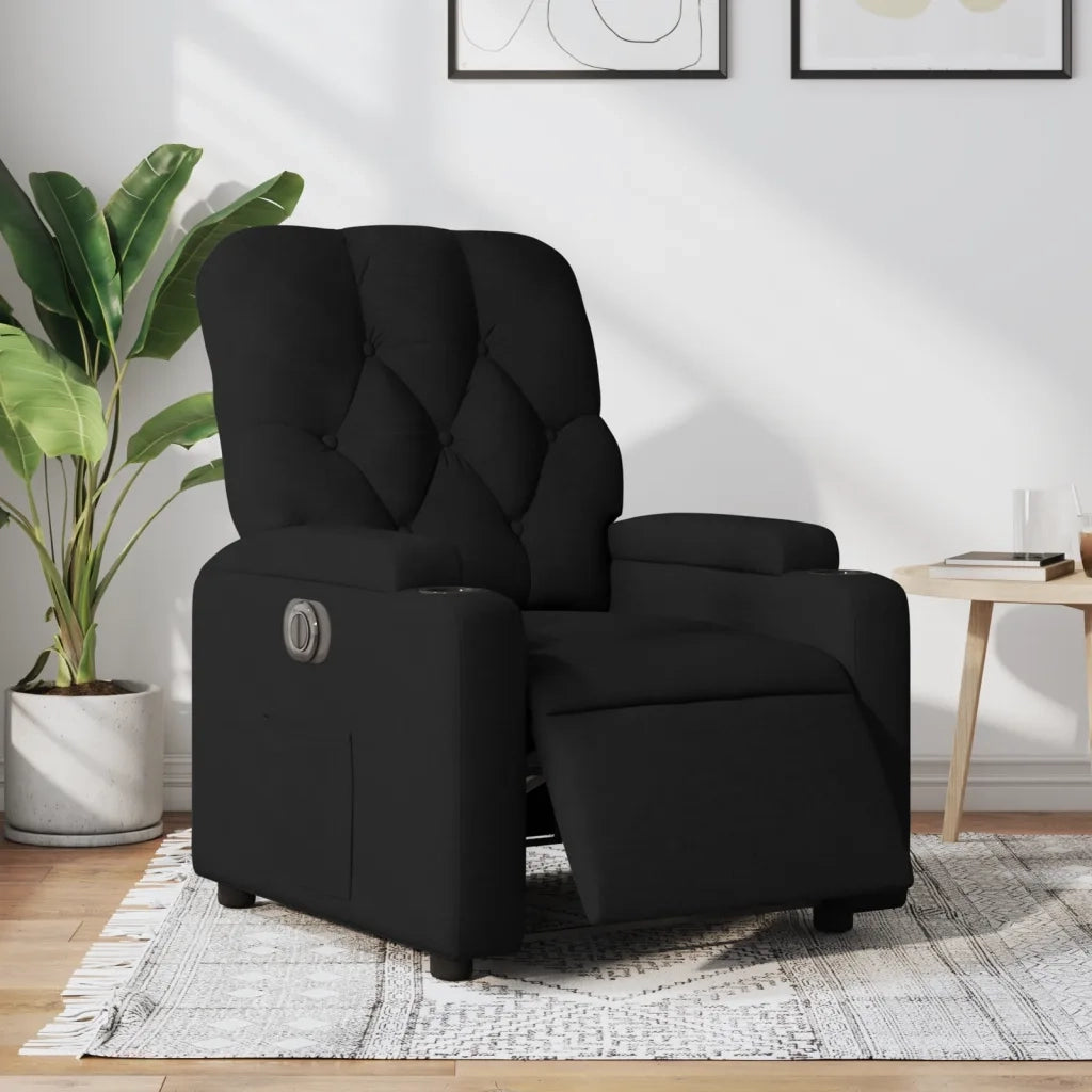 Poltrona | Sedia Relax Elettrica Reclinabile Nera in Tessuto