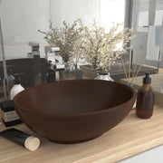 Lavandino Lusso-Lavabo-Lavello Ovale Marrone Scuro Opaco 40x33 cm in Ceramica