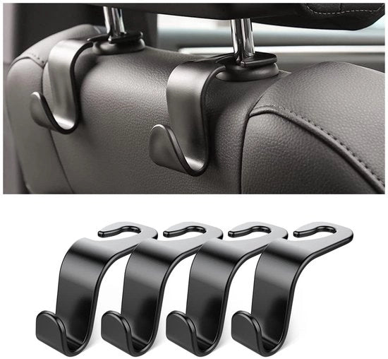 Accessori auto - Haken per sostegno di testa - 4 pezzi - Accessori per auto - Materiale duraturo - Amplia lo spazio - Mantiene l'abitacolo in ordine - Sostegno di testa con haken