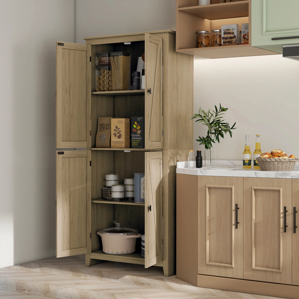 Mobile Cucina 4 Ante con Ripiani Regolabili ¨C zephmum ¨C Legno 80x40x182cm