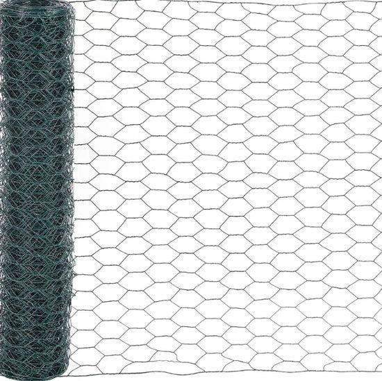 Sostegno a gas - 100cm x 10m - Sostegno a schermo - Sostegno a gas a sei punte - Larghezza della maglia 27mm - Acciaio zincato - Larghezza della maglia a sei punte - Multifunzionale - Verde