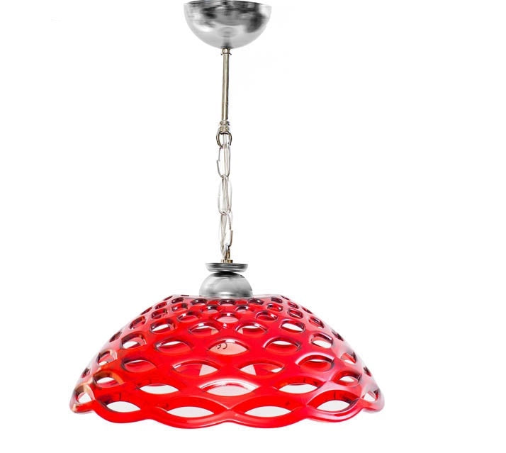 LAMPADARIO DA SOFFITTO IN ACRILICO TRAFORATO 30 X 40 CM IN COLORE ROSSO