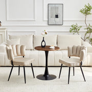 Set Tavolo Rotondo e Sedie da Pranzo ¨C MINIMAL ¨C Piano MDF, Velluto, Metallo Nero, 60 cm