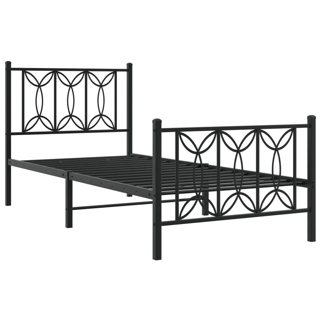 Giroletto con Testiera e Pediera-Struttura Letto Metallo Nero 75x190 cm 298976