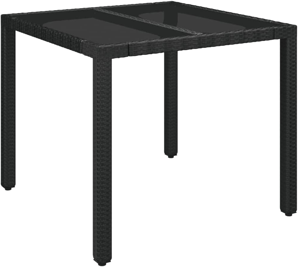 3213058 - Set da pranzo da giardino con cuscini in rattan sintetico nero, set tavolo e sedie da giardino, tavolo da terrazza e sedie da giardino, set da giardino, mobili da giardino