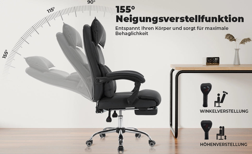 Sedia da Ufficio Ergonomica con Schienale Regolabile e Rivestimento in Tessuto Nero