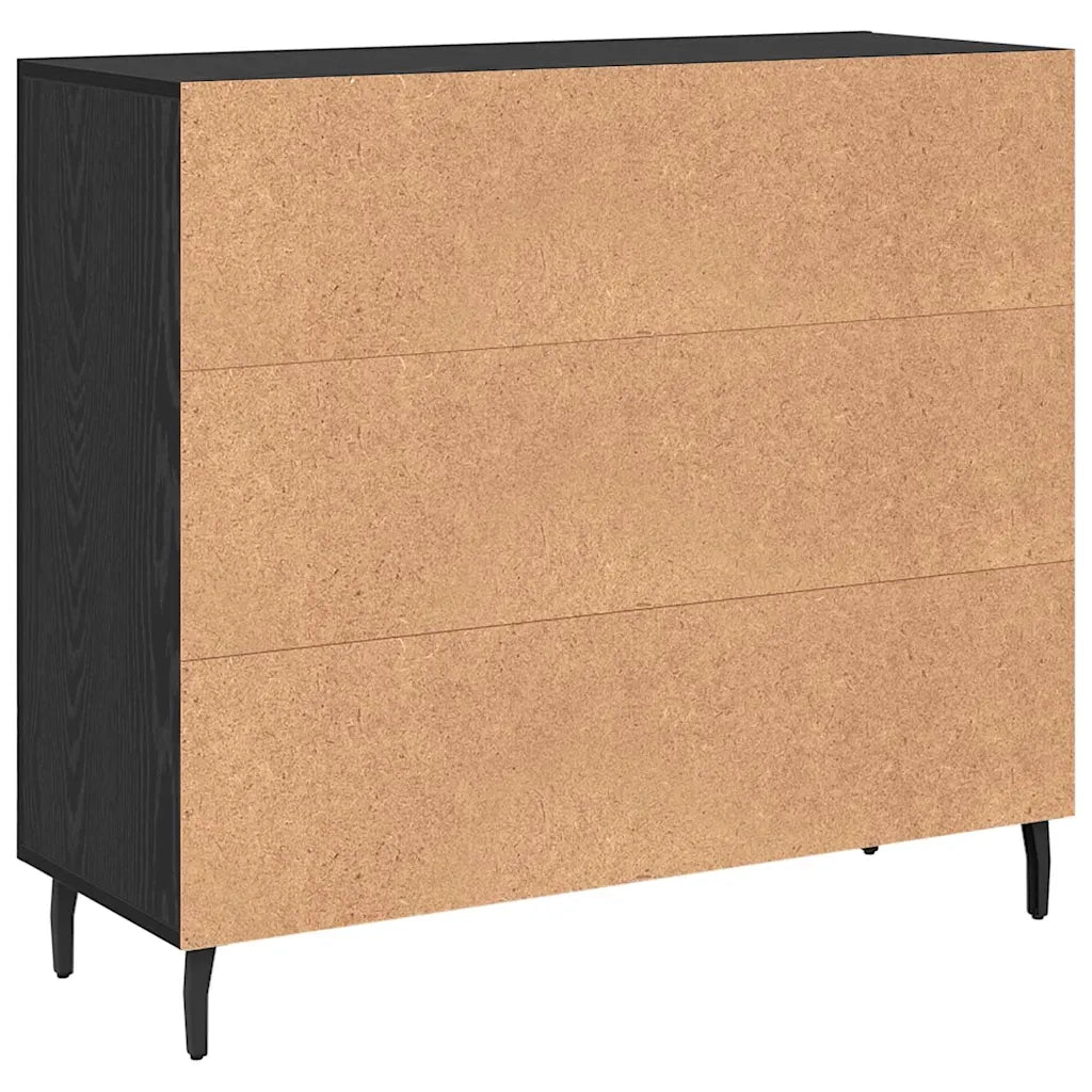 Credenza-Buffet-Armadio da cucina Rovere Nero 90 x 34 x 80 cm Legno multistrato 636512