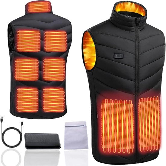 Vestioneatrico per Uomini e Donne con Batteria Portatile, 9 Zone di Riscaldamento e 3 Impostazioni di Temperatura Regolabili per Attività All'Aperto, Escursioni e Sci
