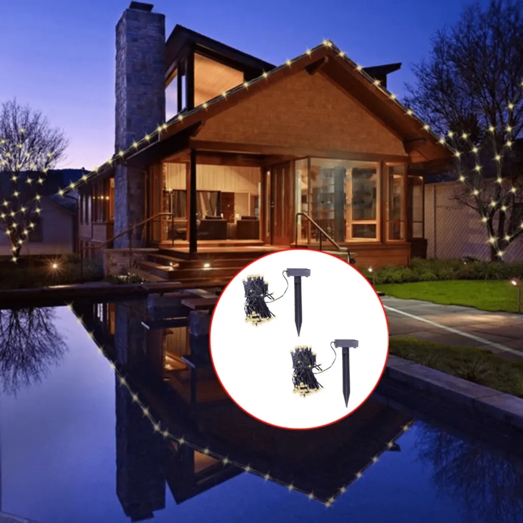 Stringa Solare di Luci LED 2 pz Bianco Caldo CFW9643666