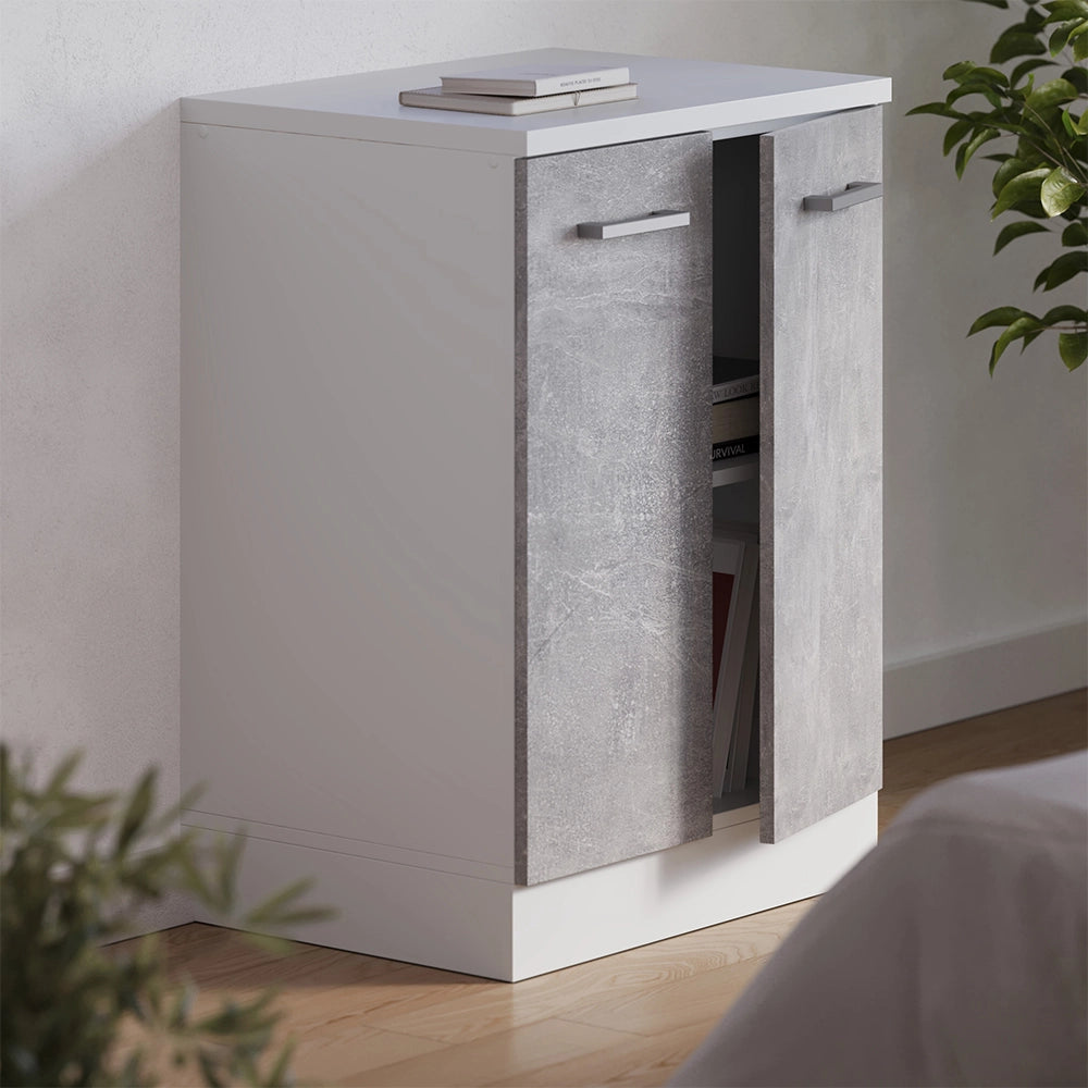 Mobile per mansarda Rion Calcestruzzo/Bianco 60 x 83.8 cm senza inclinazione con 2 ante Vicco