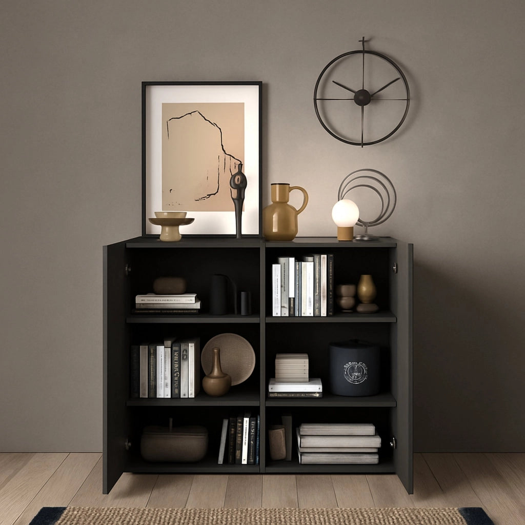 Madia Giarole, Credenza 4 Ripiani, 121x44x114h cm Marrone Noce
