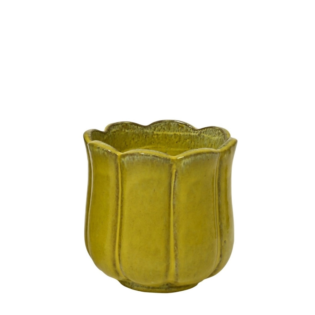 PORTAVASO BLOSSOM D.24XH25CM GIALLO TERRACOTTA