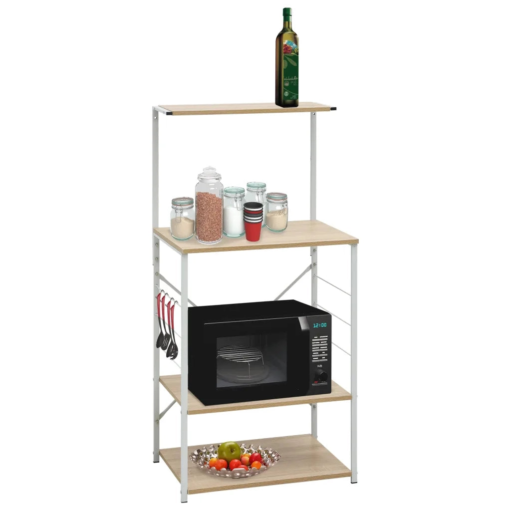 Mobile Microonde Bianco Rovere 60x39,6x123cm Legno Multistrato 288241