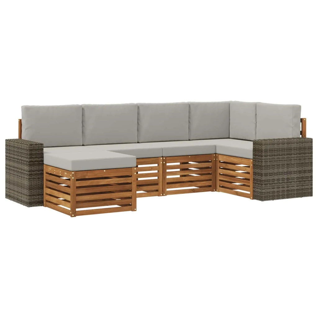 Set di divani da esterno 6 pz Naturale e Grigio Chiaro 3384577