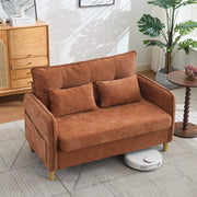 DIVANO 2 POSTI 127 cm in Chenille Marrone con braccioli