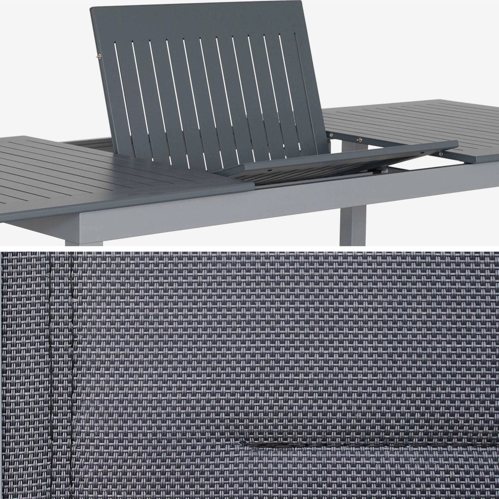 Set tavolo da giardino allungabile in alluminio con 8 posti, grigio