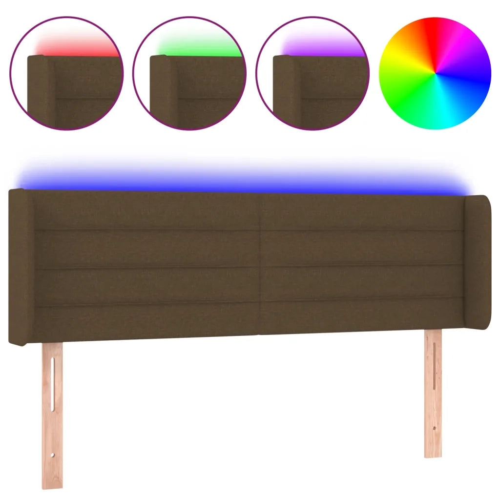 Testiera a LED-Testata con LED Marrone Scuro 147x16x78/88 cm in Tessuto 645784
