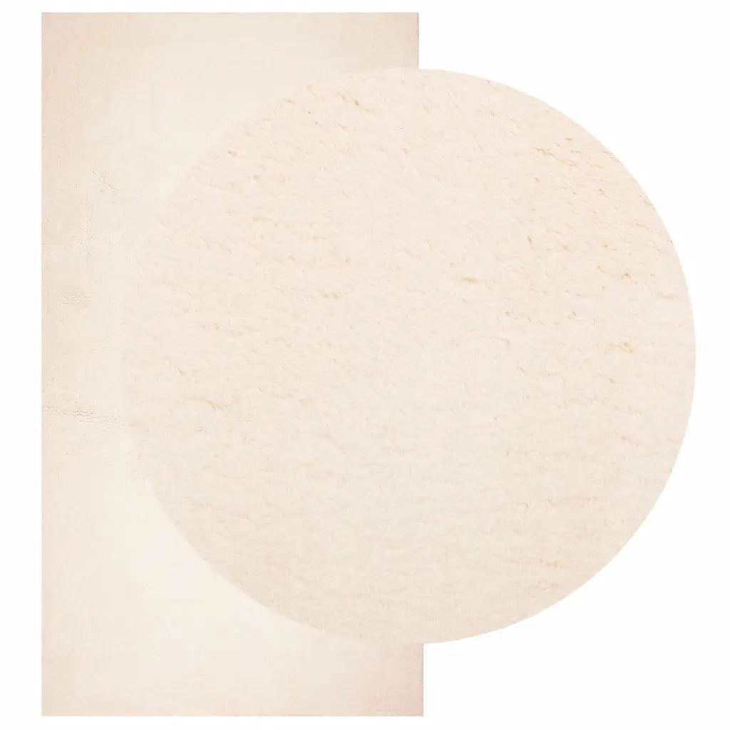 Tappeto a Pelo Corto HUARTE Morbido e Lavabile Beige 60x110 cm 375013