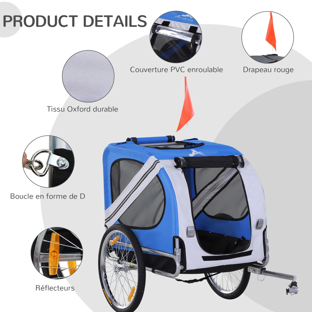 Trasportino per cani bicicletta ¨C zephmum ¨C 130x73x90 cm bianco e blu