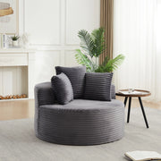 POLTRONA rotonda Ø 110 cm in corduroy grigio con 3 cuscini