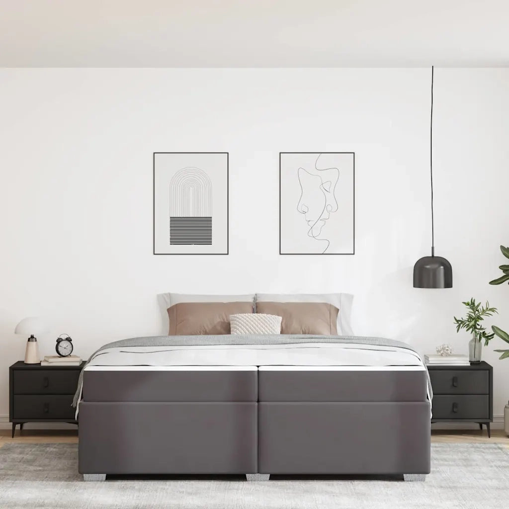 Struttura del letto con materasso Grigio 200 x 200 cm Tessuto