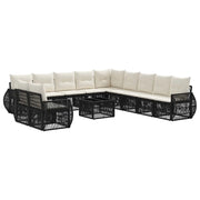 Set Divano da Giardino 12 pcs Nero e Bianco Crema polyrattan