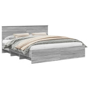 Letto matrimoniale | Letto per adulti | Struttura del letto con testiera Grigio Sonoma 180 x 200 cm