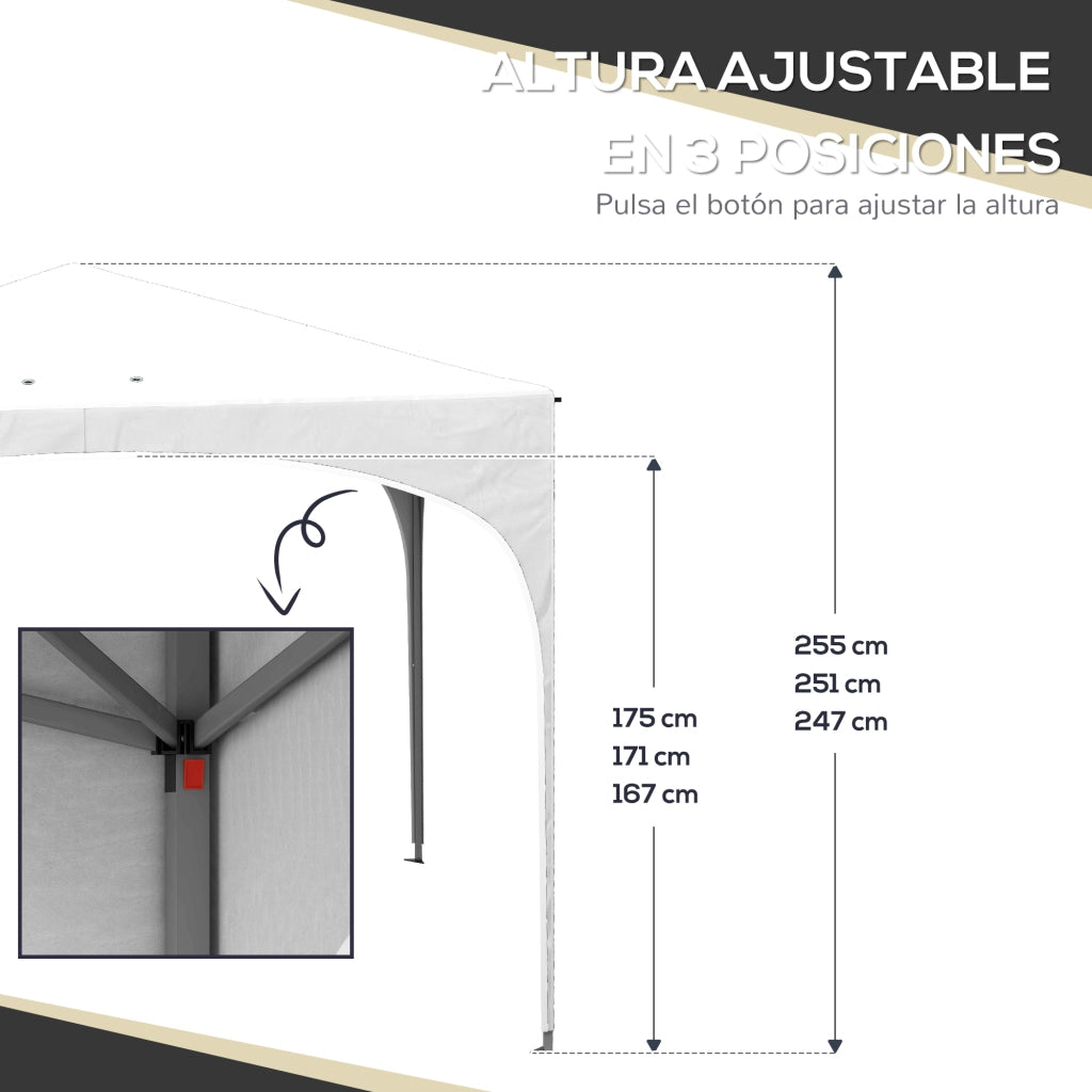 Gazebo da Giardino Pieghevole Regolabile ¨C zephmum ¨C Bianco