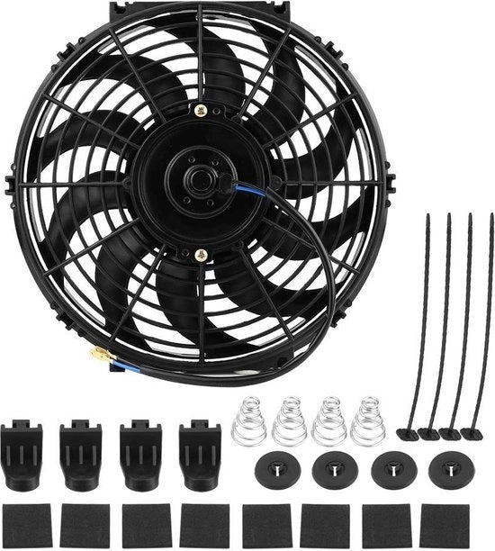 Ventilatore di ventilazione per auto 12 pollici 12 V 80 W 10 metri universale acciaio ABS 800 CFM 2000 giri/minuto kit di montaggio