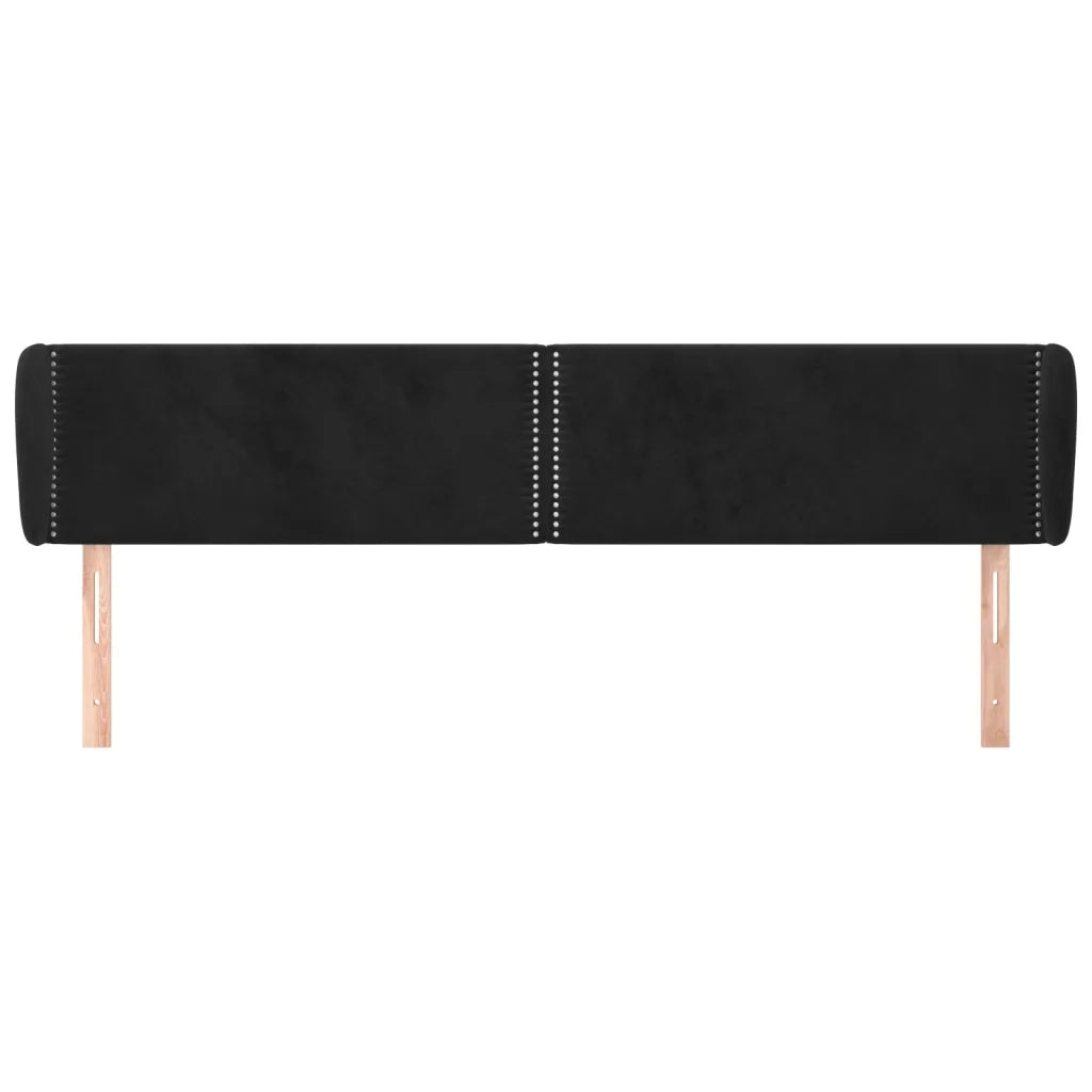 Testiera | Testata ad Orecchio Nera 163x23x78/88 cm in Velluto