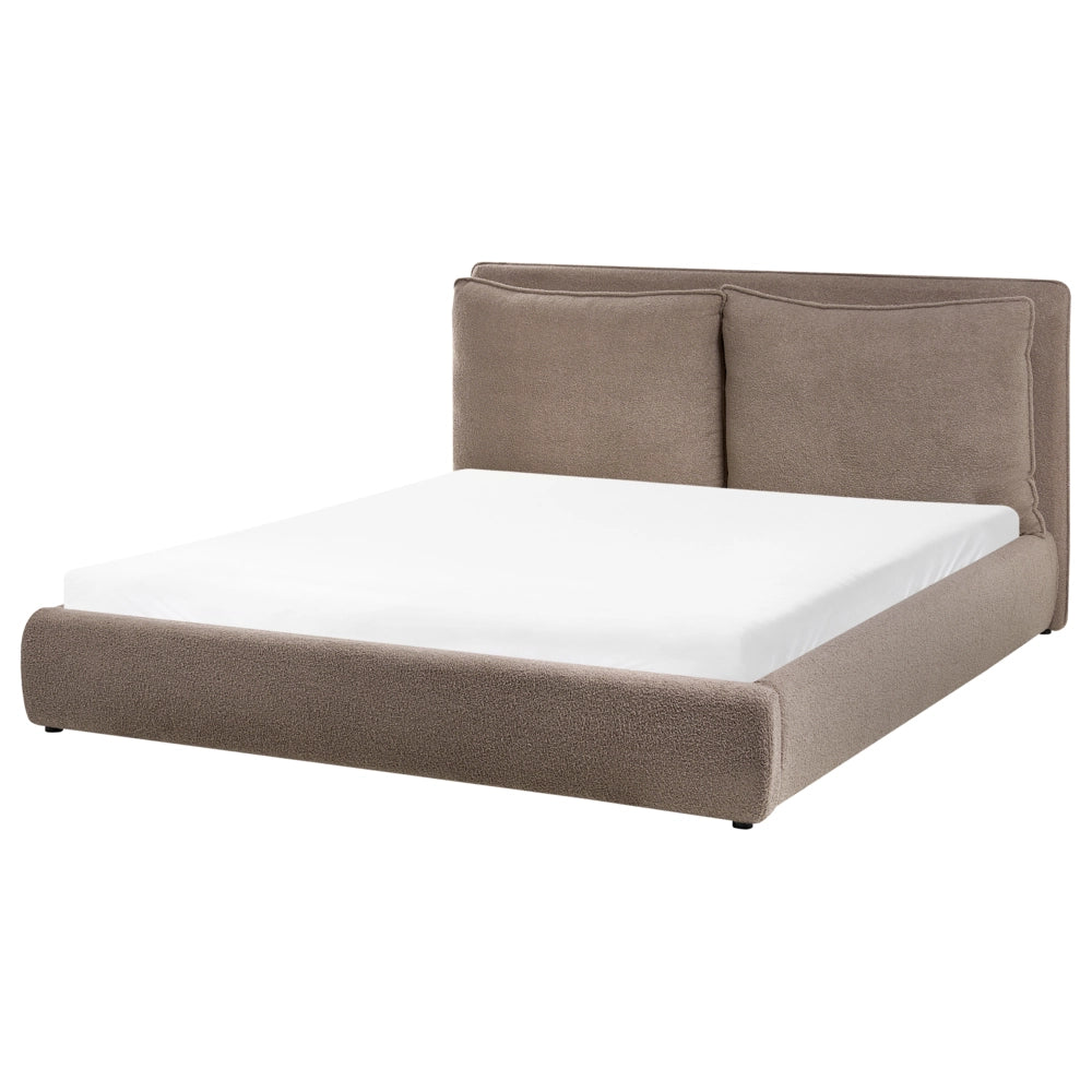 Letto matrimoniale beige con testiera imbottita 160 x 200 cm camera da letto moderna