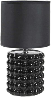 LAMPADA LUMETTO DA TAVOLO CON BASE IN CERAMICA EFFETTO BUBBLE 18X33 CM NERA